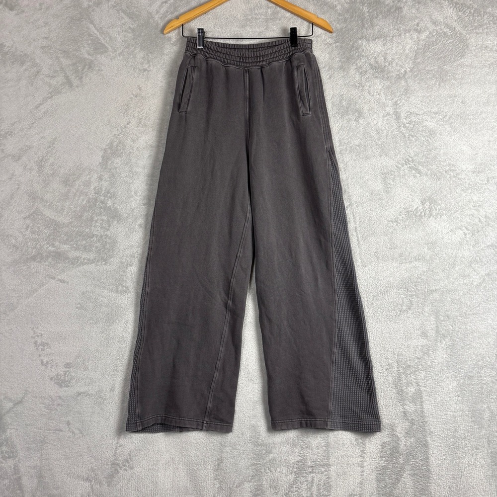 Aerie Wide Leg‎ Waffle Knit Side Panel Sweatpants Extra Small Charcoal Comfy